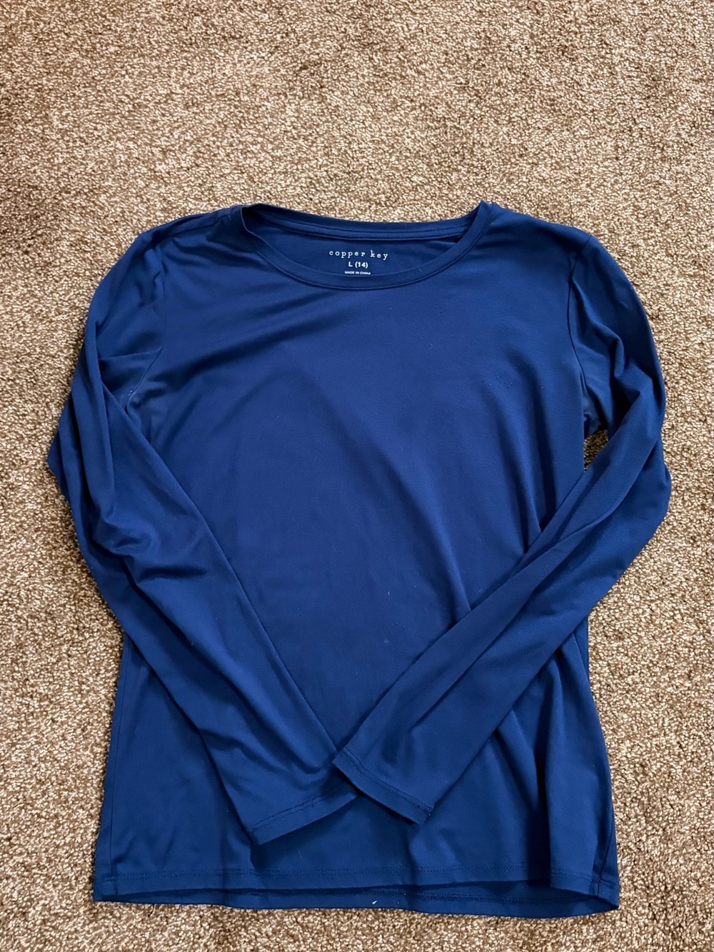 Copper Key Long Sleeve Scoop Neck Top - Navy Blue